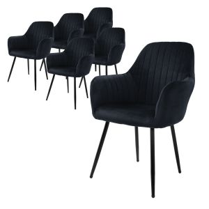 6x silla de comedor/salón asiento ergonómico de terciopelo negro