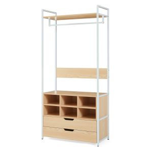 Perchero larem 180x84x40cm 6 compartimentos - efecto roble [en.casa]