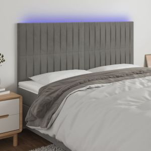 Cabecero con luces LED terciopelo gris claro 160x5x118/128 cm eso7717