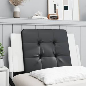 Cabecero de cama acolchado cuero sintético negro y blanco 80 cm eso7204