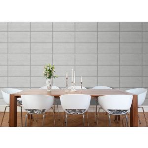 Papel pintado texturizado tnt cuarterones de madera wooden panel gris