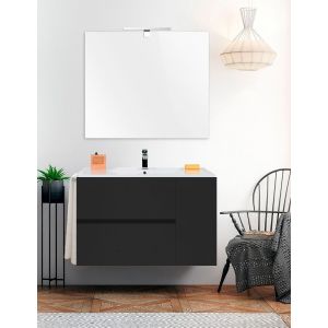Mueble de baño itaca con lavabo y espejo 90x45cm grafito