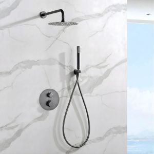 Imex - columna ducha empotrada termostática negra serie monza
