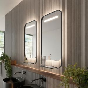 LEDimex - espejo 90x100cm LED retroiluminado antivaho negro mate