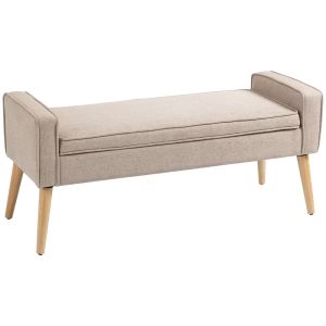 Banco de almacenaje poliéster, espuma, madera de caucho bicolor