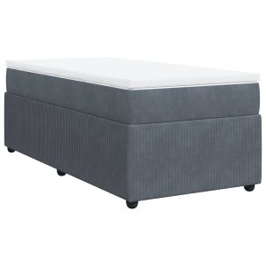 vidaXL cama box spring con colchón terciopelo gris oscuro 90x200 cm