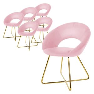 4x silla de comedor/salón asiento ergonómico terciopelo rosa