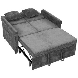 Sofá cama 130x91x100 cm chenilla color gris Homcom, hogar - sofás y butacas