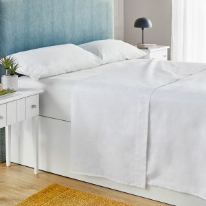 Juego sábanas 90x190 pikolin home 100% algodón percal blanco