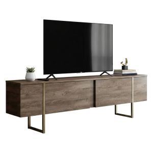 Mueble para tv abishia, 2 puertas, en madera noble nogal