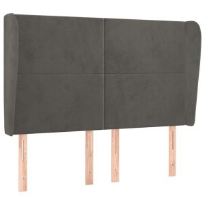 vidaXL cabecero con orejas de terciopelo gris oscuro 147x23x118/128 cm