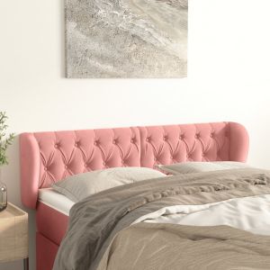 Cabecero de terciopelo rosa 147x23x78/88 cm eso7656