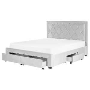Cama con cajones lievin terciopelo gris claro 160 x 200 cm