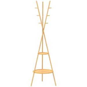Perchero de pie 58.5x58.5x176 cm bambú, mdf color marrón Homcom