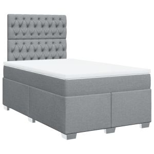 vidaXL cama box spring con colchón tela gris claro 120x200 cm