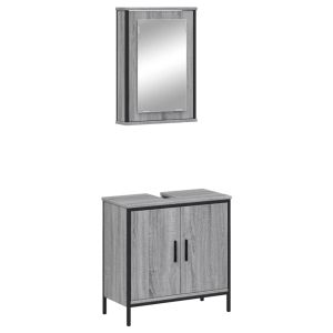 vidaXL set de muebles de baño 2 pzas madera contrachapada gris sonoma