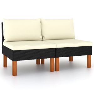 vidaXL sofás centrales 2 uds ratán sintético y madera de eucalipto