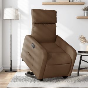 Sillón eléctrico reclinable elevable de tela marrón qweo3274