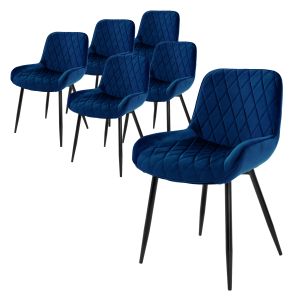Juego 6 sillas de comedor/salón de terciopelo azul 84 cm