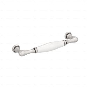 Tirador para muebles de zamac y porcelana, dist entre ejes 128mm lote de 6