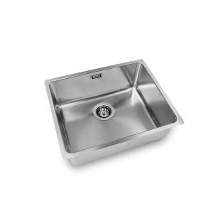 Fregadero de cocina de 1 seno, acero inoxidable satinado.