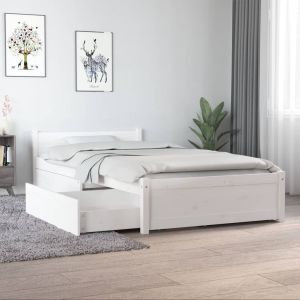 Cama 90x190 cm individual con cajones blanco