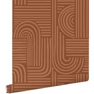 Estahome papel pintado 3d gráfico rojo barro cocido 53 cm x 10.05 m