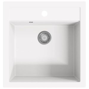 vidaXL fregadero de cocina de granito con un seno blanco