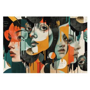 Papel pintado tejido no tejido 312x219 caras coloridas tulup