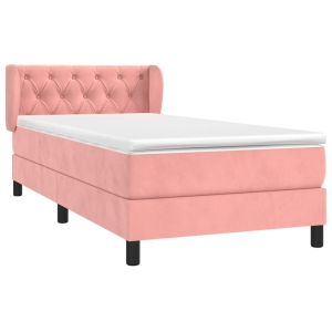 vidaXL cama box spring con colchón terciopelo rosa 80x200 cm