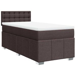 vidaXL cama box spring con colchón tela marrón oscuro 90x200 cm