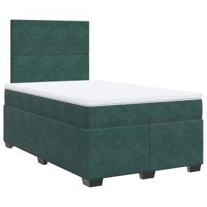 vidaXL cama box spring con colchón terciopelo verde oscuro 120x190 cm