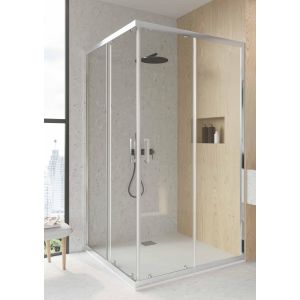 Mampara de ducha angular cromo f2 - 2 fijos + 2 correderas - 80x170cm