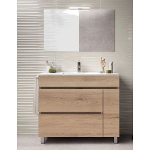 Mueble de baño caprera, lavabo dos senos y espejo 120x45cm estepa