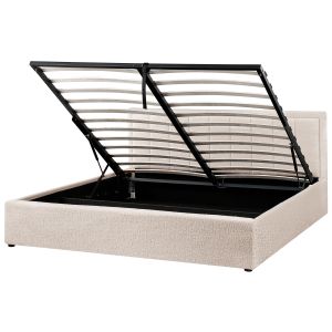 Cama con almacenaje montlaur bouclé beige 180 x 200 cm