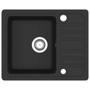 vidaXL fregadero de cocina de granito con un seno negro