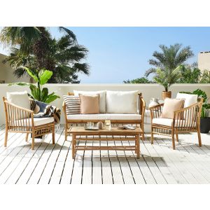 Conjunto de jardín con mesa 4 plazas maggiore bambú marrón claro