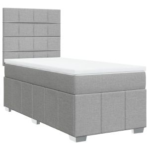 vidaXL cama box spring con colchón tela gris claro 90x200 cm