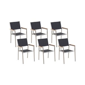 Conjunto de 6 sillas de jardín grosseto acero inoxidable negro