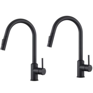 Grifo de cocina - acero inoxidable - extraíble - 2 chorros - giratorio 360°