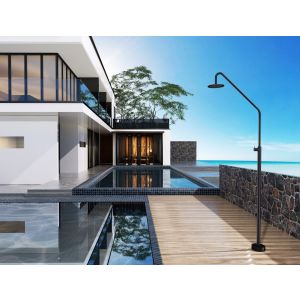 Ducha de piscina alaska en acero inox negro mate | poolimex