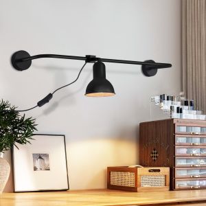 Nettlife aplique pared E27 negro 77x8