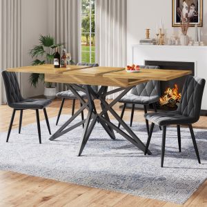 Conjunto de mesa y sillas mdf metal blanco gris oscuro extensible