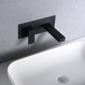 Imex - grifo monomando lavabo empotrado negro serie suiza