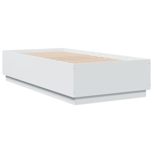 vidaXL estructura cama con luces LED madera ingeniería blanco 75x190cm
