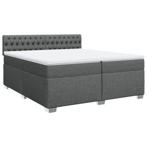 vidaXL cama box spring con colchón tela gris oscuro 200x200 cm