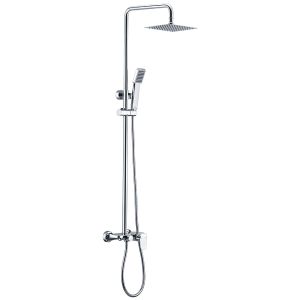 Columna de ducha monomando con barra extensible con caño de bañera cromo