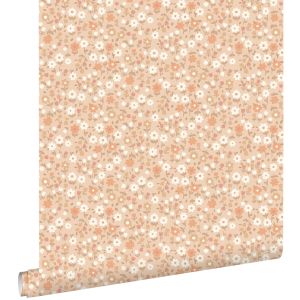Estahome papel pintado flores rojo barro cocido clara 53 cm x 10.05 m