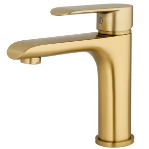 Valaz grifo de lavabo monomando redondo oro mate cepillado serie turia