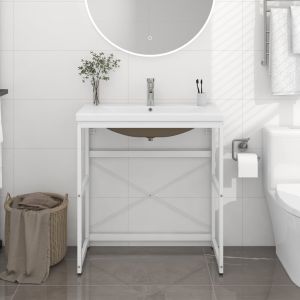 Estructura de baño con lavabo incorporado hierro blanco esb9607
